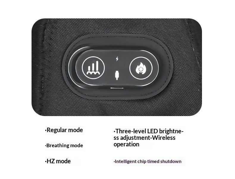 LumiCrown Cap control panel with Hz mode and power buttons, USB-C charging